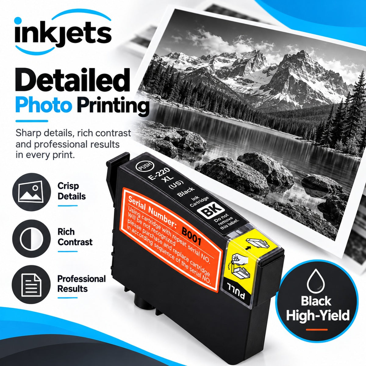 Epson 220XL (T220XL120) Black High-Yield Remanufactured Ink Cartridge