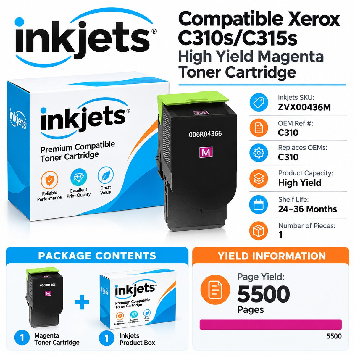 Compatible Xerox C310s/C315s High Yield Magenta Toner Cartridge
