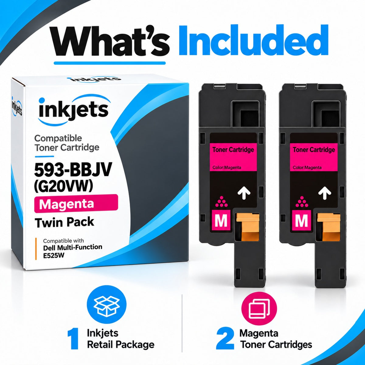 Dell 593-BBJV (G20VW) Magenta Compatible Toner Cartridge Twin Pack