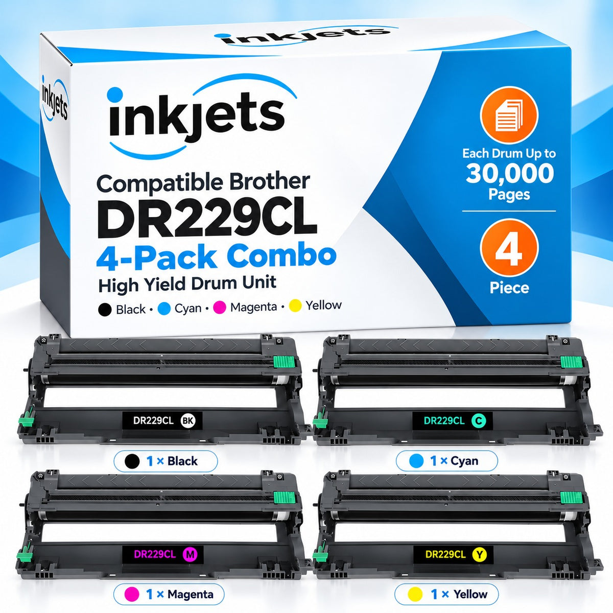 Compatible Brother DR229CL High Yield 4-Pack Combo Drum Unit