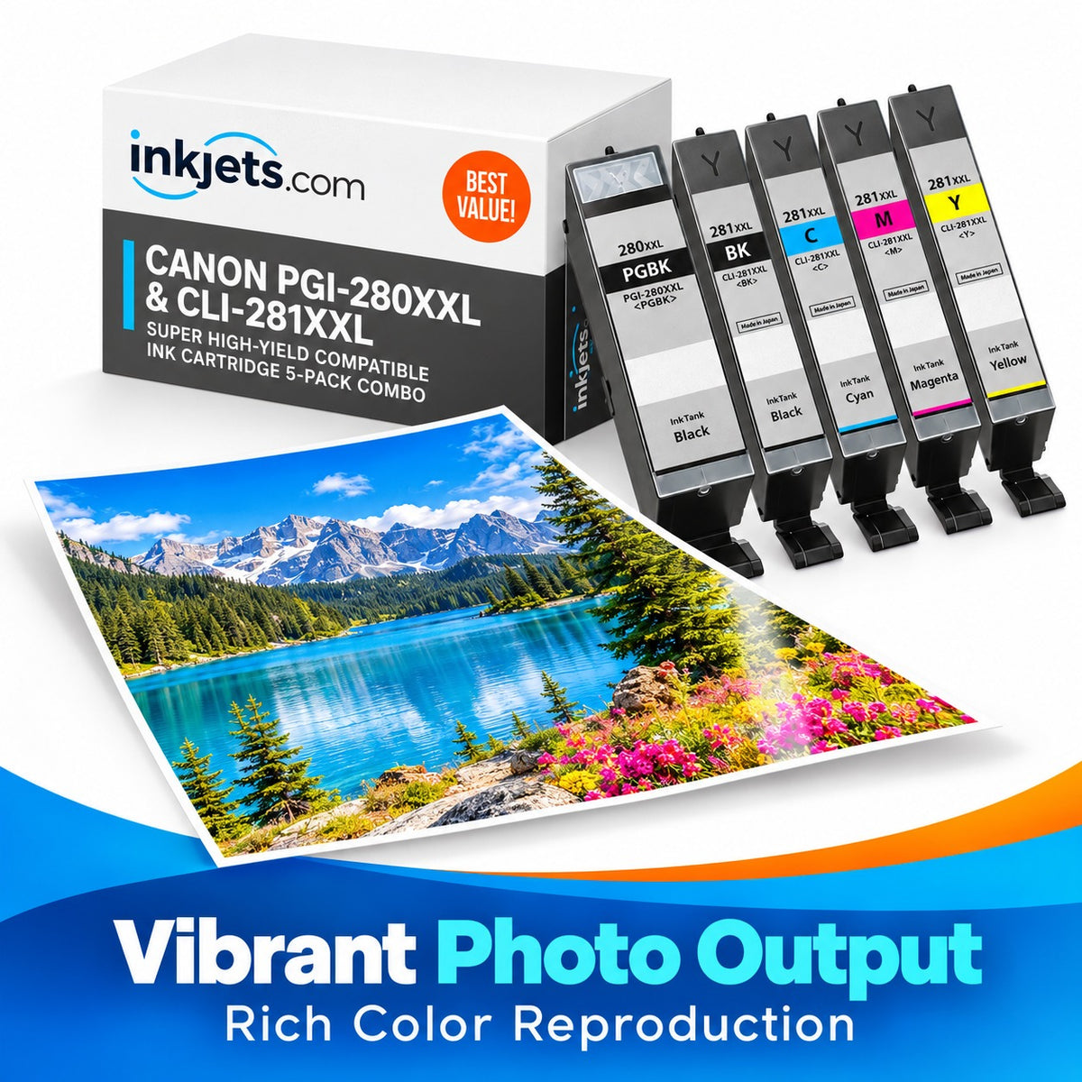 Canon PGI-280XXL & CLI-281XXL Super High-Yield Compatible Ink Cartridge 5-Pack Combo
