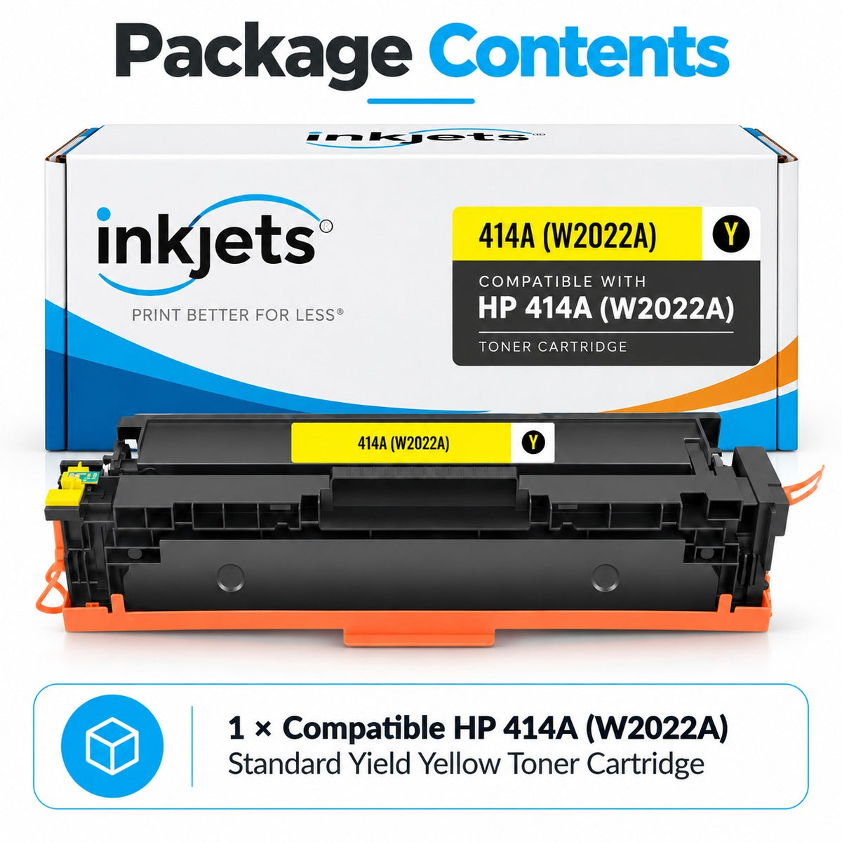 Compatible HP 414A (W2022A) Standard Yield Yellow Toner Cartridge