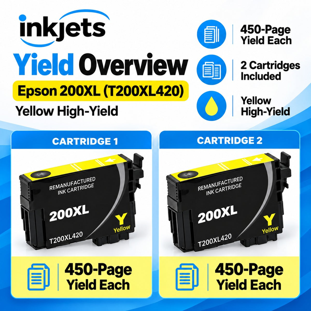 Epson 200XL (T200XL420) Yellow High-Yield Remanufactured Ink Cartridge Twin Pack