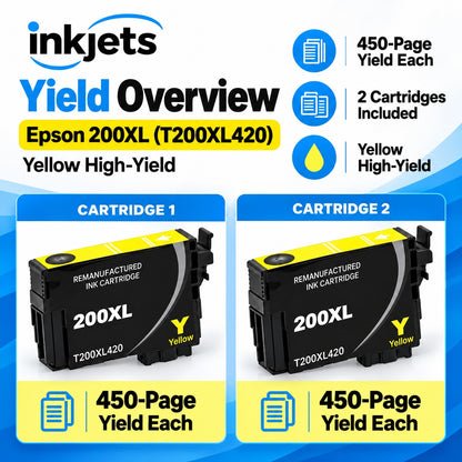 Epson 200XL (T200XL420) Yellow High-Yield Remanufactured Ink Cartridge Twin Pack