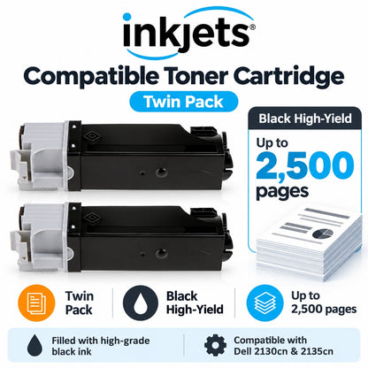 Dell 330-1436 (T106C) Black High-Yield Compatible Toner Cartridge Twin Pack
