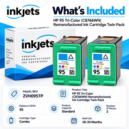 HP 95 Tri-Color (C8766WN) Remanufactured Ink Cartridge Twin Pack