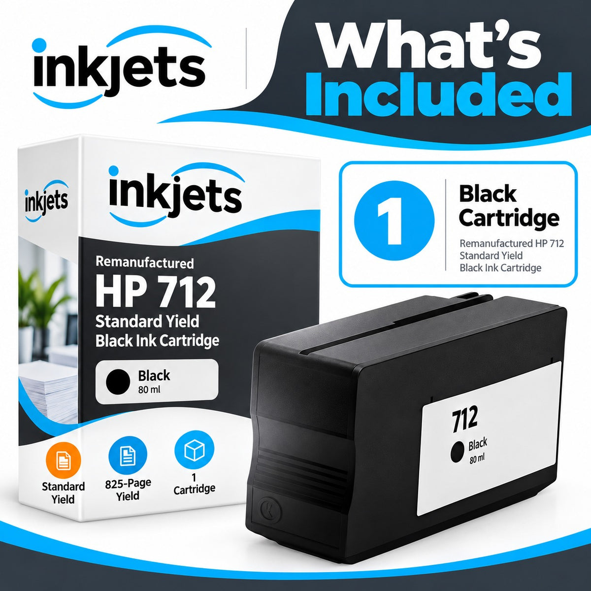 Remanufactured HP 712 Standard Yield Black Ink Cartridge