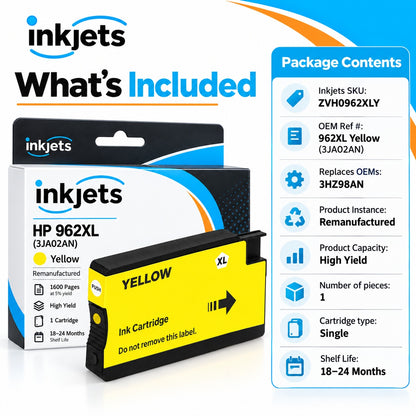 HP 962XL (3JA02AN) Yellow High-Yield Remanufactured Ink Cartridge