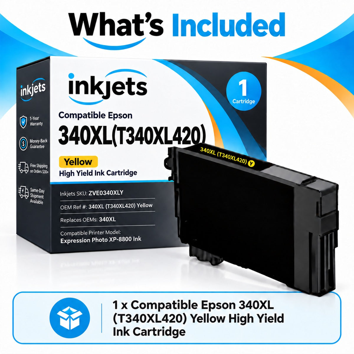 Compatible Epson 340XL (T340XL420) Yellow High Yield Ink Cartridge