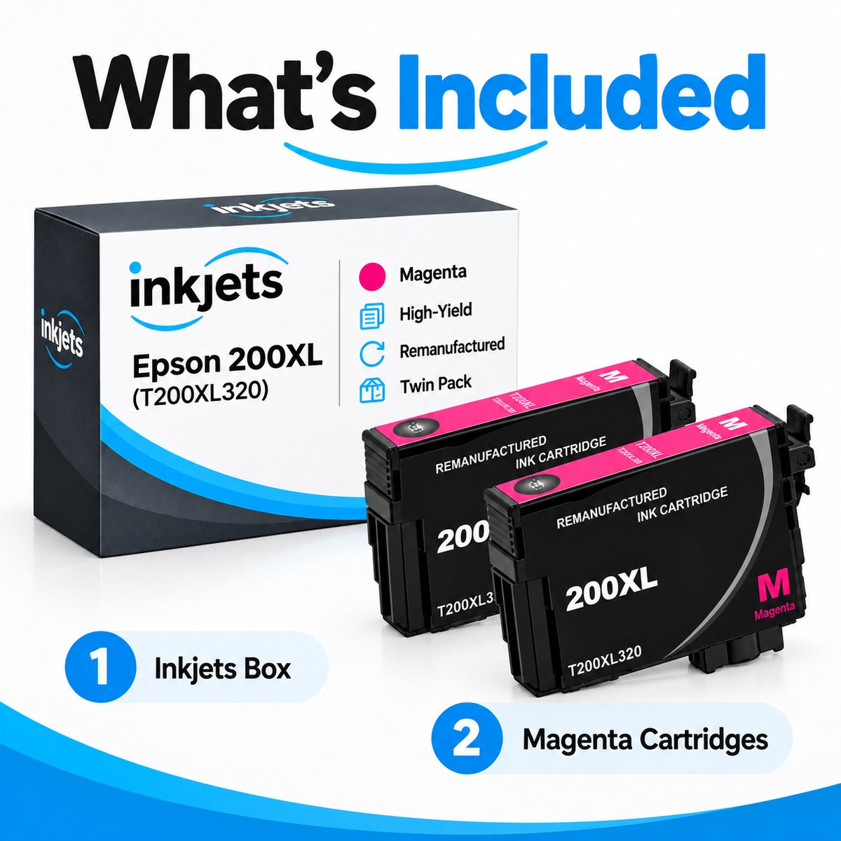 Epson 200XL (T200XL320) Magenta High-Yield Remanufactured Ink Cartridge Twin Pack