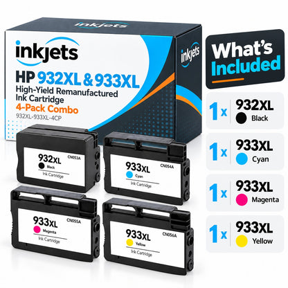HP 932XL & 933XL High-Yield Remanufactured Ink Cartridge 4-Pack Combo