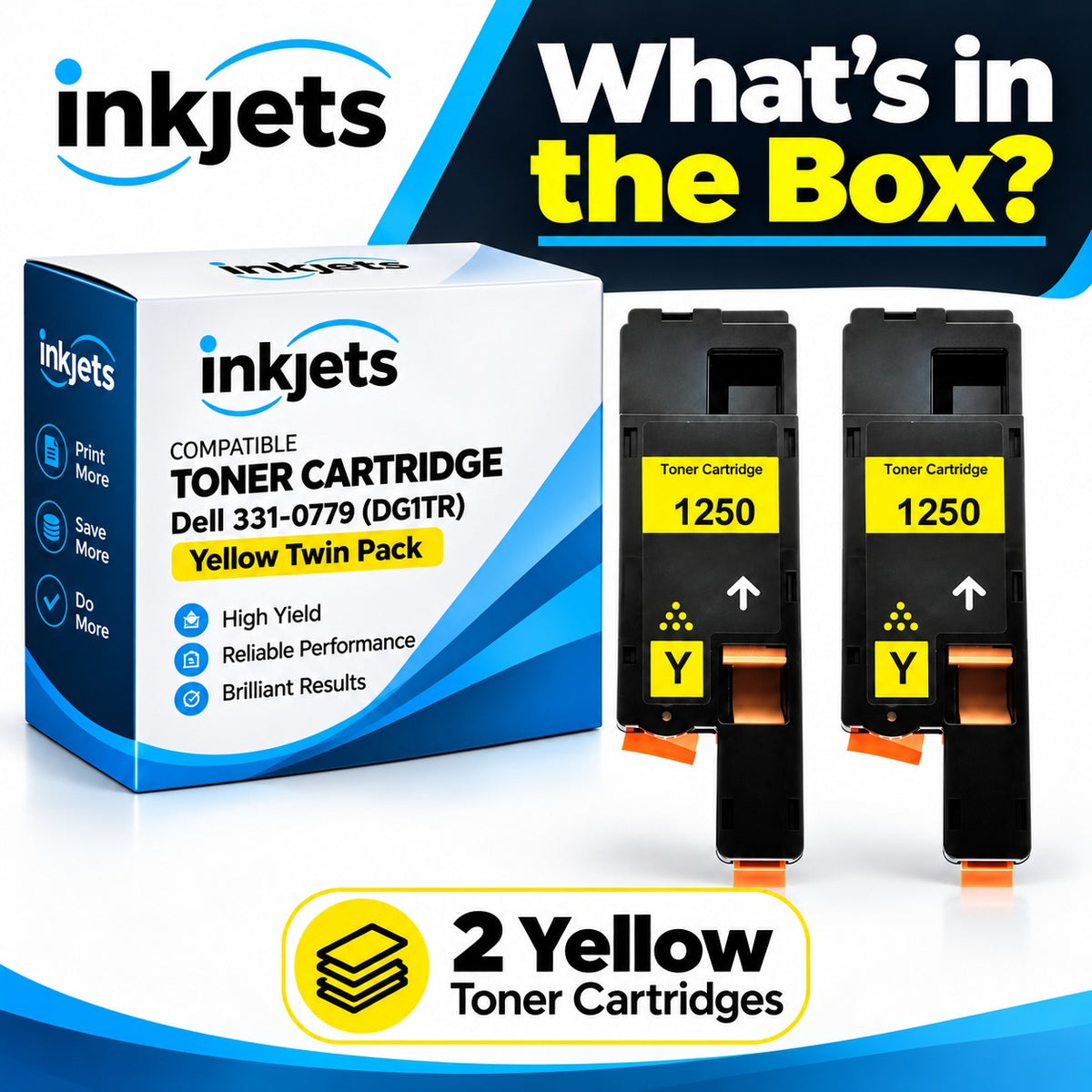 Dell 331-0779 (DG1TR) Yellow High-Yield Compatible Toner Cartridge Twin Pack