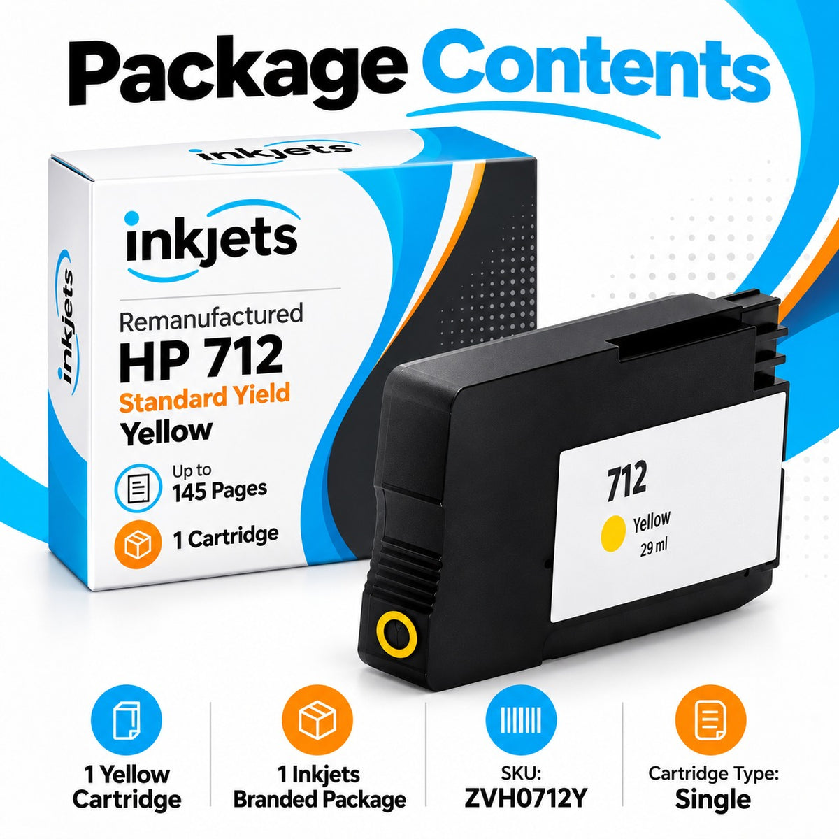 Remanufactured HP 712 Standard Yield Yellow Ink Cartridge
