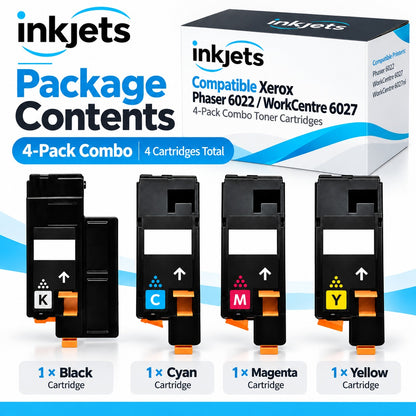 Xerox Phaser 6022 / WorkCentre 6027 Compatible Toner Cartridge 4-Pack Combo
