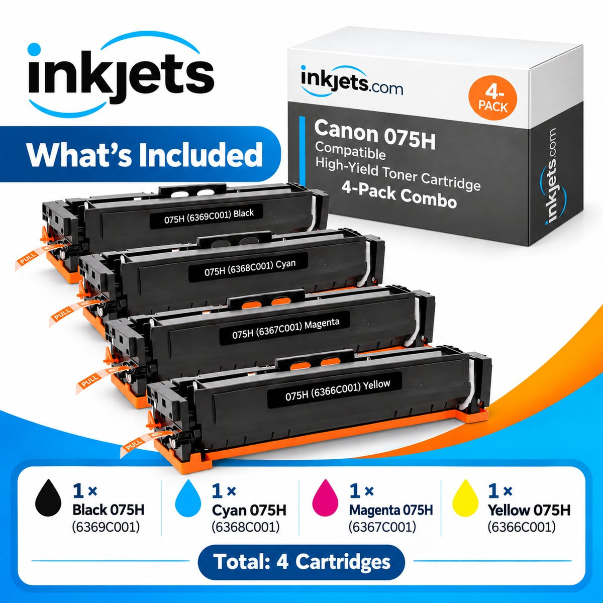 Canon 075H Compatible High-Yield Toner Cartridge 4-Pack Combo