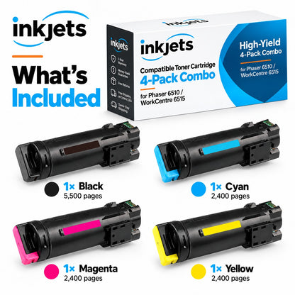 Xerox WorkCentre 6515 / Phaser 6510 High-Yield Compatible Toner Cartridge 4-Pack Combo