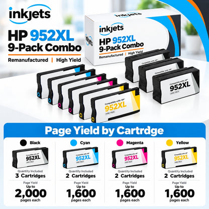 HP 952XL High-Yield Remanufactured Ink Cartridge 9-Pack Combo