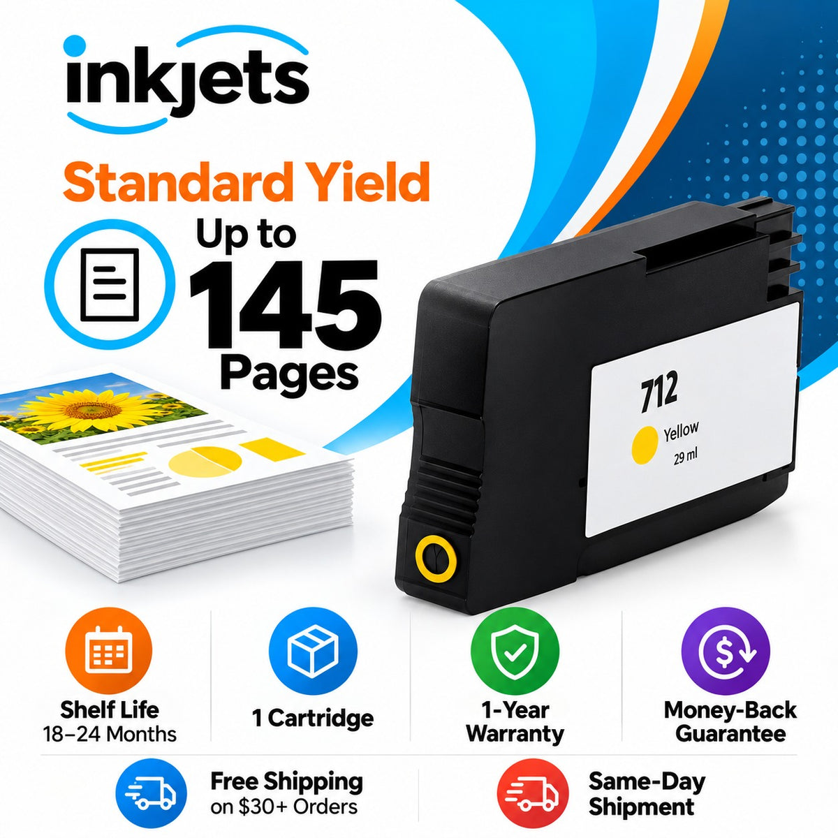Remanufactured HP 712 Standard Yield Yellow Ink Cartridge