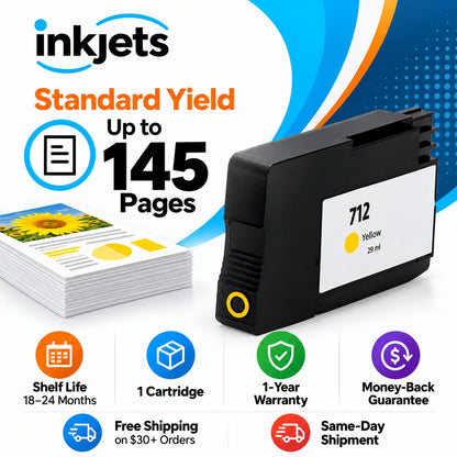 Remanufactured HP 712 Standard Yield Yellow Ink Cartridge