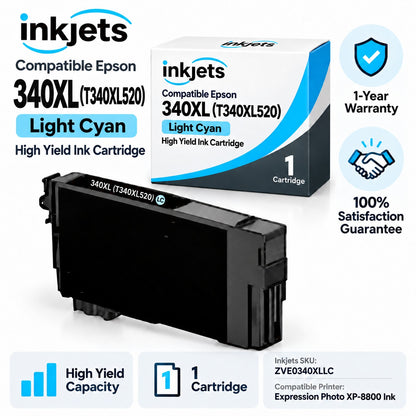 Compatible Epson 340XL (T340XL520) Light Cyan High Yield Ink Cartridge