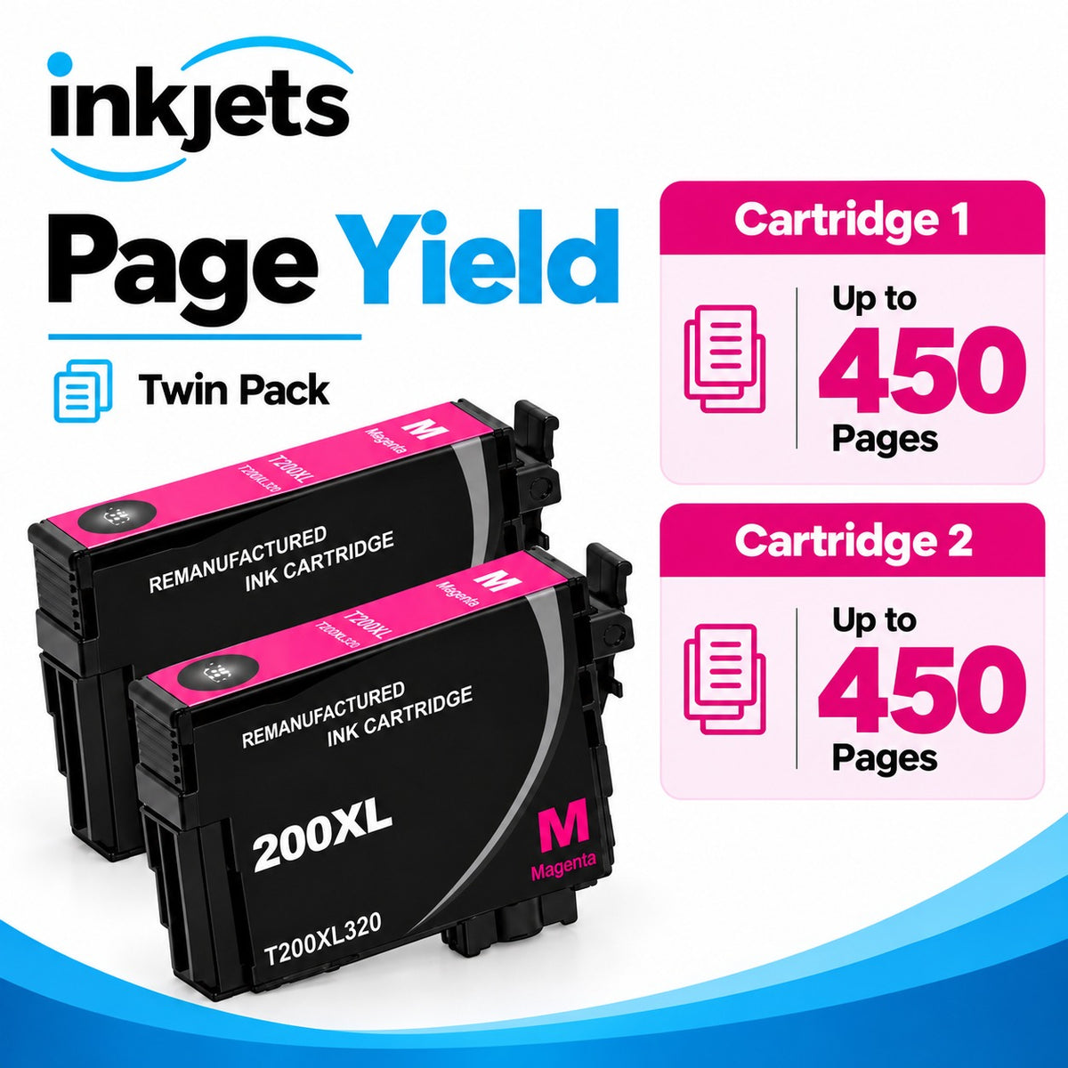 Epson 200XL (T200XL320) Magenta High-Yield Remanufactured Ink Cartridge Twin Pack