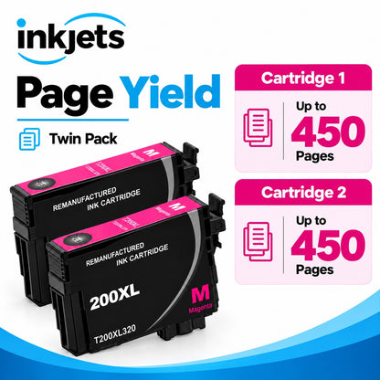 Epson 200XL (T200XL320) Magenta High-Yield Remanufactured Ink Cartridge Twin Pack