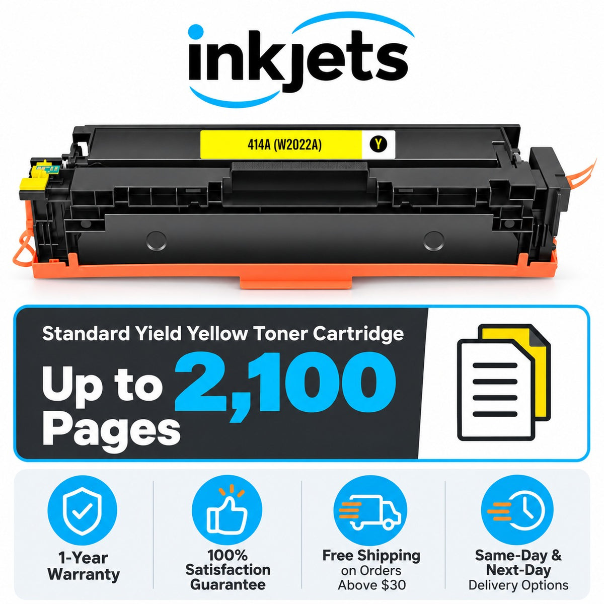 Compatible HP 414A (W2022A) Standard Yield Yellow Toner Cartridge