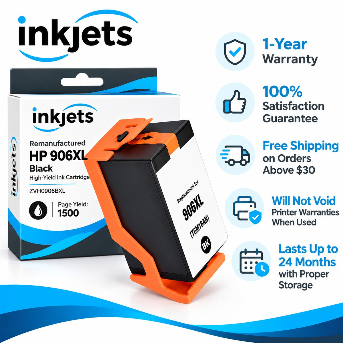 HP 906XL (T6M18AN) Black High-Yield Remanufactured Ink Cartridge