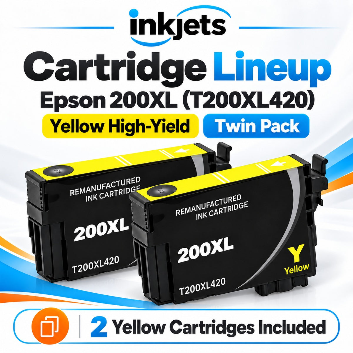 Epson 200XL (T200XL420) Yellow High-Yield Remanufactured Ink Cartridge Twin Pack