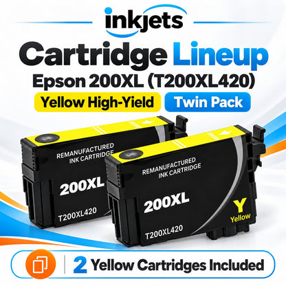 Epson 200XL (T200XL420) Yellow High-Yield Remanufactured Ink Cartridge Twin Pack