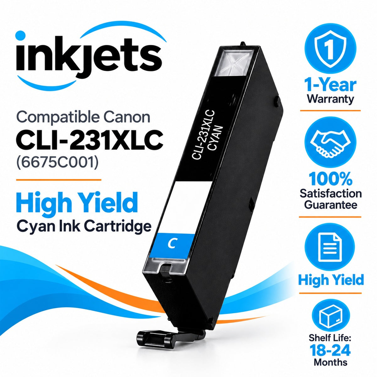 Compatible Canon CLI-231XLC (6675C001) High Yield Cyan Ink Cartridge