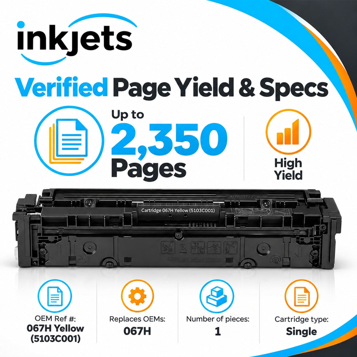 Canon 067H (5103C001) Yellow High Yield Compatible Toner Cartridge