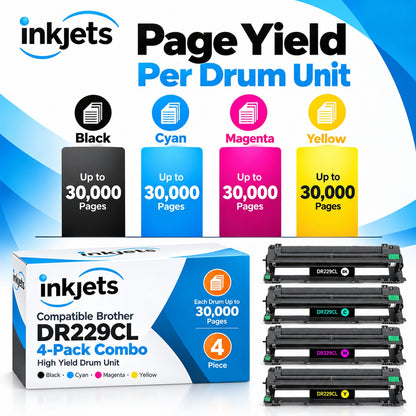 Compatible Brother DR229CL High Yield 4-Pack Combo Drum Unit