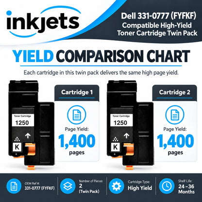 Dell 331-0777 (FYFKF) Cyan High-Yield Compatible Toner Cartridge Twin Pack