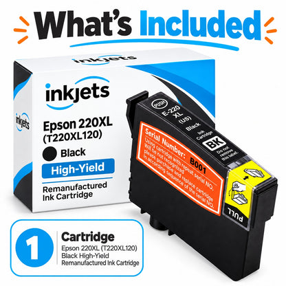 Epson 220XL (T220XL120) Black High-Yield Remanufactured Ink Cartridge