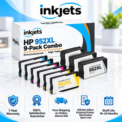 HP 952XL High-Yield Remanufactured Ink Cartridge 9-Pack Combo