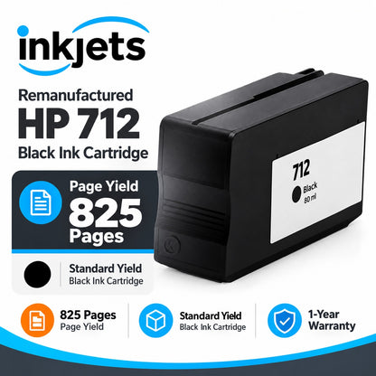 Remanufactured HP 712 Standard Yield Black Ink Cartridge