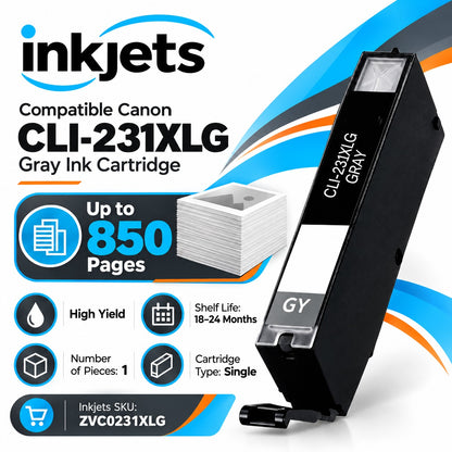 Compatible Canon CLI-231XLG (6678C001) High Yield Gray Ink Cartridge