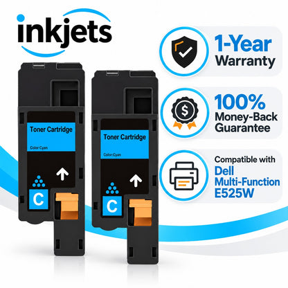 Dell 593-BBJU (H5WFX) Cyan Compatible Toner Cartridge Twin Pack