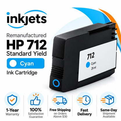 Remanufactured HP 712 Standard Yield Cyan Ink Cartridge