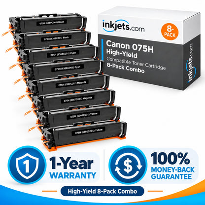 Canon 075H Compatible High-Yield Toner Cartridge 8-Pack Combo