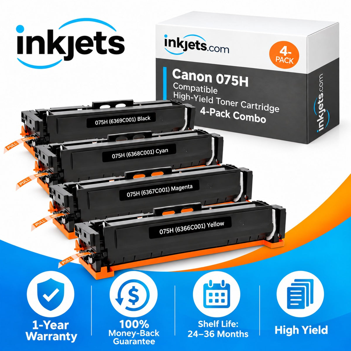 Canon 075H Compatible High-Yield Toner Cartridge 4-Pack Combo