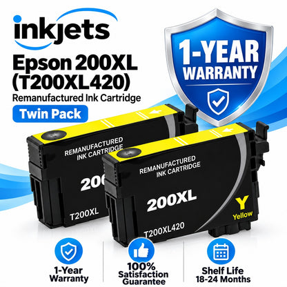 Epson 200XL (T200XL420) Yellow High-Yield Remanufactured Ink Cartridge Twin Pack