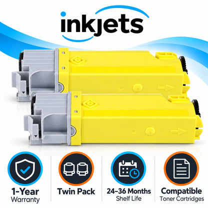 Dell 330-1438 (T108C) Yellow High-Yield Compatible Toner Cartridge Twin Pack