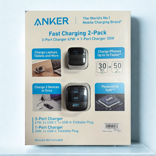 Anker Fast Charging 2-Pack 3-Port Charger 67W + 1-Port Charger 30W