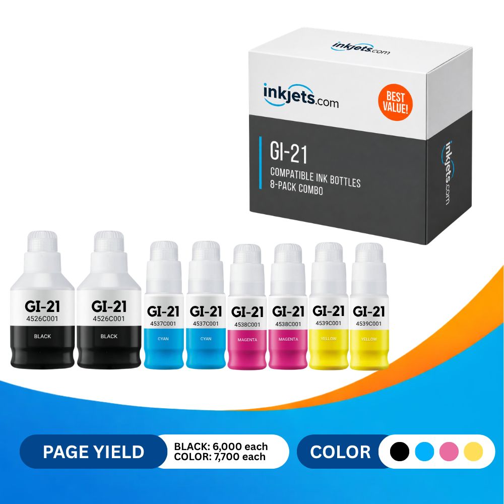 Standard Issue Ink Canon GI-21 Compatible Standard Yield Ink Bottle 8-Pack Combo – Inkjets.com