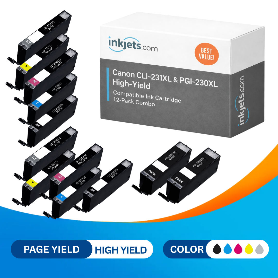 Canon CLI-231XL & PGI-230XL High-Yield Compatible Ink Cartridge 12-Pac ...