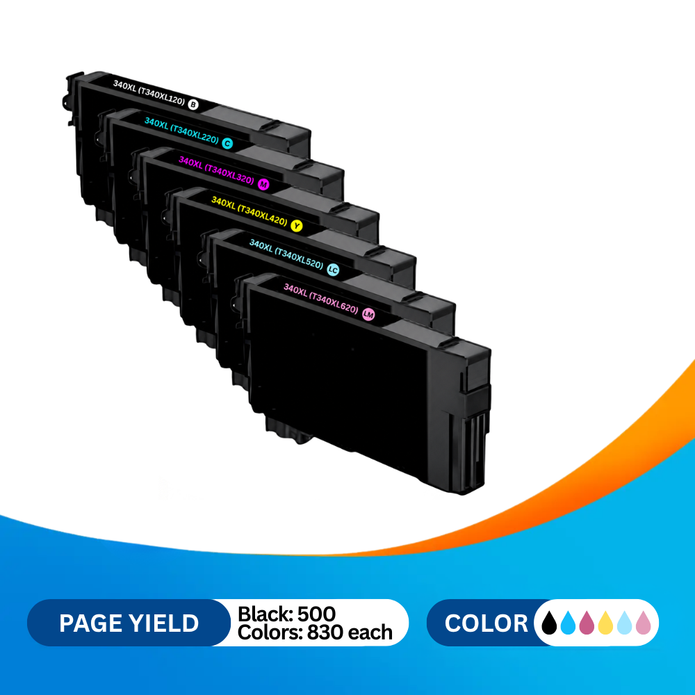 Epson 340XL Compatible High Yield Ink Cartridge 6-Pack Combo
