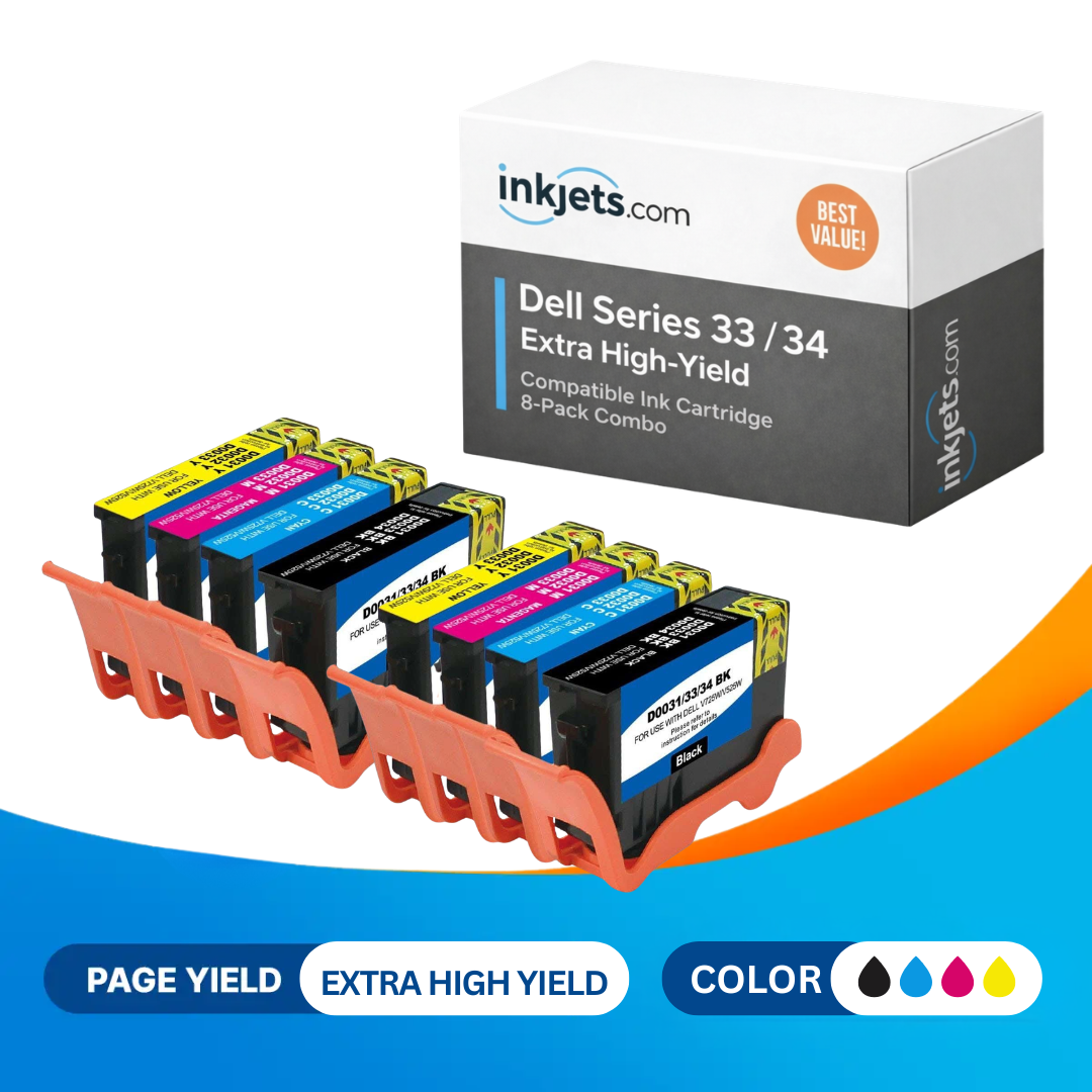 Dell Series 33 / 34 Compatible Extra High-Yield Ink Cartridge 8-Pack Combo
