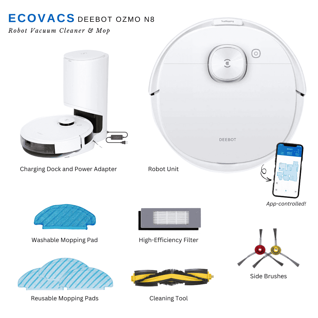 Ecovacs Deebot Ozmo N8 Robot Vacuum Cleaner & Mop